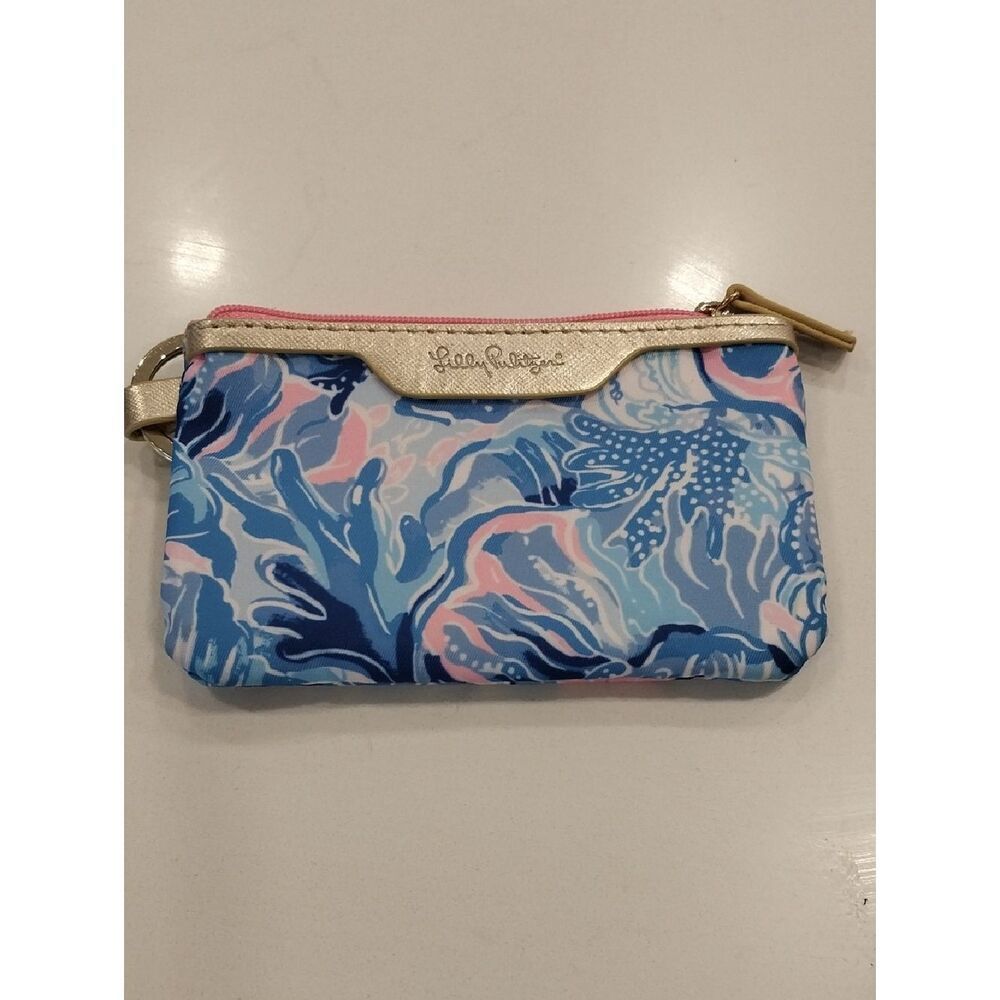 Lilly Pulitzer Blue & Pink Floral Wristlet Pouch